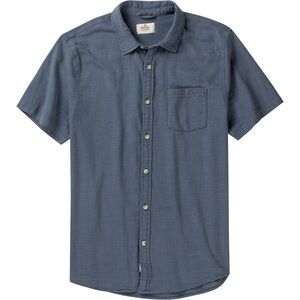 Marine Layer Stretch Selvage Blue Button Down Short Sleeve Shirt